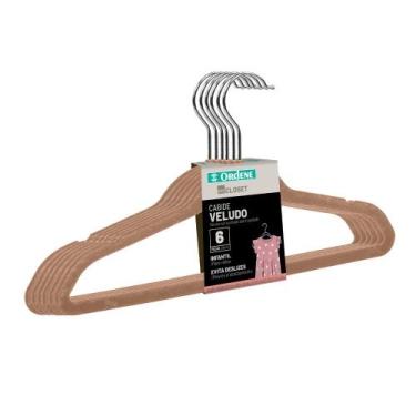 Imagem de Cabide de Veludo Infantil Bege 28cm My Closet Ordene 6 Unidades