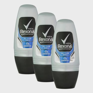 Imagem de Kit 3 Desodorante Rexona Men Active Roll-on Antitranspirante 48h com 50ml