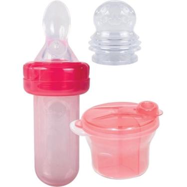 Imagem de Porta Leite Em Pó E Colher Dosadora E Porta Fruta Buba Rosa