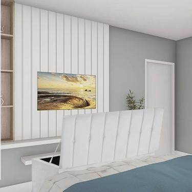 Imagem de Calçadeira Recamier Baú Kiara 160cm Queen Size Para Quarto Box Sintético Branco - Ahz Móveis