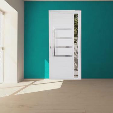 Imagem de Porta Pivotante de Alumínio 210 x 120cm Com Friso e Vidro Linha 30 Direita Esquadrias Bergamo