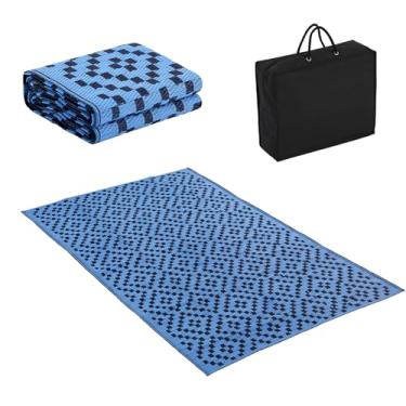 Imagem de Tiita Tapete exterior impermeável 2,5 x 3,5 m, tapete de pátio tapete de acampamento tapete externo de palha de plástico para varanda deck piquenique praia, azul