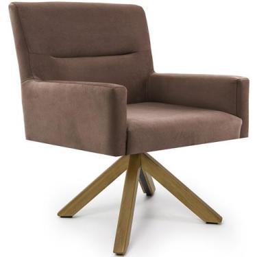 Imagem de Cadeira Para Sala Angel Giratória Giromad Veludo Marrom Acobreado - Ne