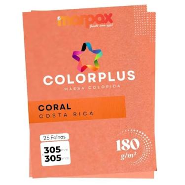 Imagem de Papel Color Plus 180g 305x305mm Coral Costa Rica Marpax 25fls