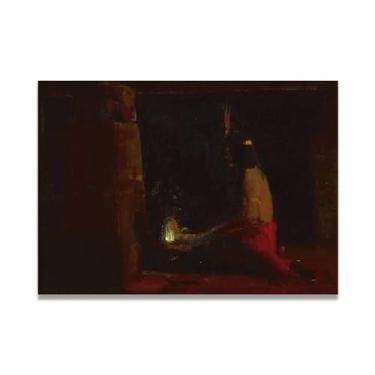 Imagem de LKXGRRSFG Impressões em tela tonalista Hopi Indian at a hearth Xavier Timoteo Martínez - Arte de parede de paisagem da Califórnia e decoração de casa 50 x 70 cm