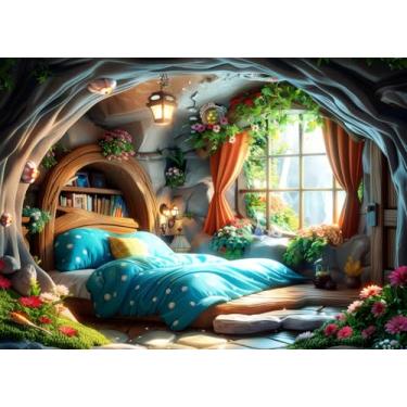 Imagem de HUADADA Quebra-cabeças para adultos 1000 peças, quarto com pôster interloque perfeitamente letra na parte de trás sem poeira, decoração de casa brinquedo de presente de festa de aniversário para