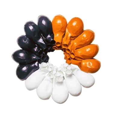 Imagem de Pacote com 90 balões pretos e brancos, laranja, 100 de cada uma das 3 cores de 45,7 cm, preto, branco, laranja, látex, balão, para várias decorações de eventos de festa