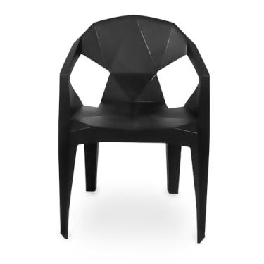 Imagem de Cadeiras de Plástico Poltrona Preta 3D Lounge Reforçada Resistente Até 182kg(3 unidades)