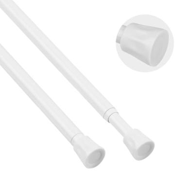 Imagem de TYRON Varão de cortina de mola de 43 a 71 cm, tensão de haste de cortina de pressão ajustável, varões de janela para cortinas, cozinha, porão, banheiro, RV (branco, pacote com 2)