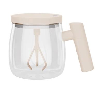 Imagem de Copo Mixer De Vidro 400 Ml Caneca Café Com Agitador Portátil - Starmeg