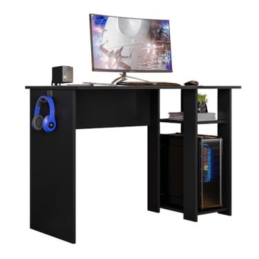 Imagem de Mesa Gamer para Computador, Escrivaninha Slim para Escritório, Design Moderno, Preto e Vermelho (Preto)