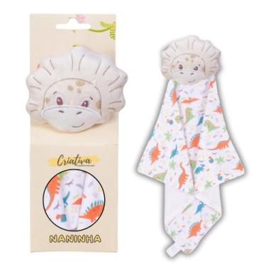 Imagem de Naninha Para Bebê Porta Chupeta Bichinhos - Criativa, Dino Palha
