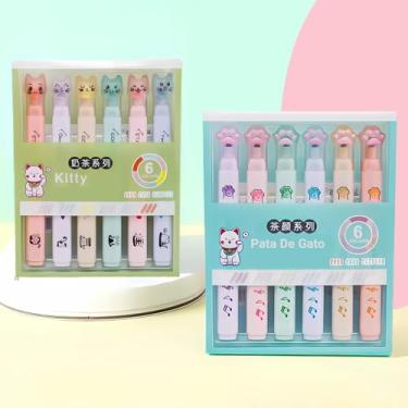 Imagem de Conjuntos de Marca-Textos Pata de Gato Em Tons Pastel, Ponta Suave e Delicada Para Anotações Em Diário, Aulas, Livros e Bíblia. Marcadores de Texto Ideal Presente Para Crianças (12 und - Pata/Kitty)