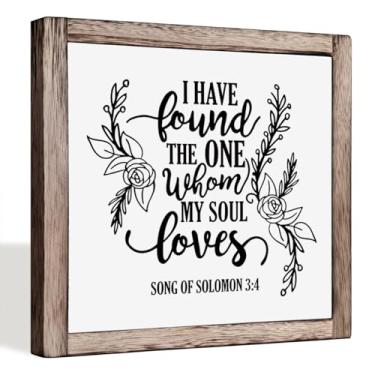 Imagem de XJCUG Encontrei Aquele Que Minha Alma Ama, Decoração Bíblica De Parede, Presentes Casamento Cristãos, Placa, Religiosa Com Escrituras Inspiradoras, Cântico Dos Cânticos 3:4, Placa 24 Cm
