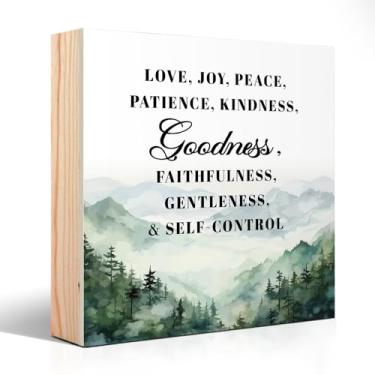 Imagem de PUVOXHO Placa De Madeira Para Decoração Mesa Com Gálatas 5:22-23, Bloco Caixa Versículos Bíblicos Escritório Em Casa, Quarto Fazenda, Berçário, Presentes Natal E Aniversário Amigos Colegas Trabalho