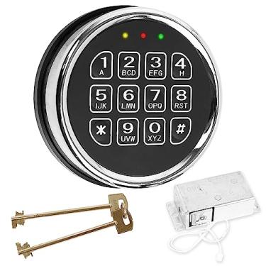 Imagem de TeukRiGa L-ock seguro para armas, teclado eletrônico digital L-ock para cofres com solenoide L-ock e 2 teclas de substituição, placa de circuito cofre à prova de fogo de alta segurança L-ock