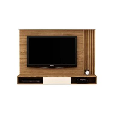 Imagem de Painel Home P-tv Até 65 Polegadas Pb4000 Ripado C- Nichos 180x128cm Natural-off White - Tecno Mobili