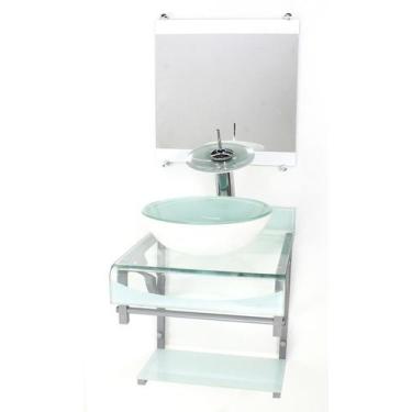 Imagem de Gabinete de vidro 40cm para banheiro curvado duplo pc cuba redonda bra