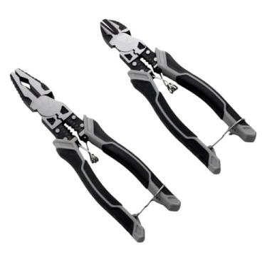Imagem de Kit Alicates Profissionais Universal e Corte Diagonal, Aço Cromo Vanádio CR-V, 213mm e 190mm, Preto e Cinza