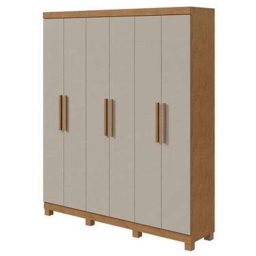 Imagem de Guarda Roupa Solteiro Jazz 6 Portas Amêndoa Clean Off White com Pés – Lopas