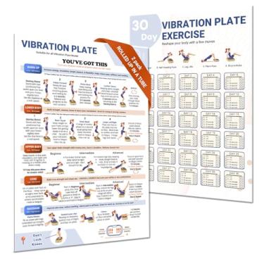 Imagem de Pacote com 2 pôsteres de exercícios com placa vibratória, tabela de exercícios de 30 dias para treinamento físico
