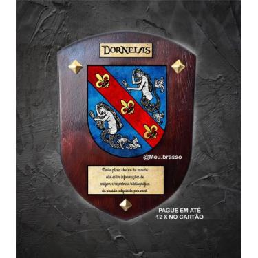 Imagem de Brasão da família Dornelas na madeira tamanho 31x41cm - @meu.brasao