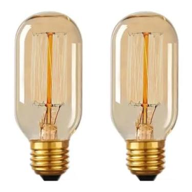 Imagem de Kit 2x Lâmpada Filamento Carbono Vintage Âmbar T45 25W 110V E27 Dimerizável