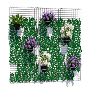 Imagem de Jardim Vertical com Telas em Aço Aramado 60x60cm para Horta Suspensa Expositor de Vasos Plantas Orquídeas Parede Verde (9, Preto)