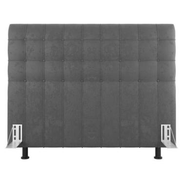 Imagem de Cabeceira Cama Box Casal King Size Dahlia 195Cm Com Frame Suede Cinza 