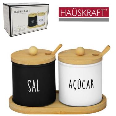 Imagem de Saleiro Com Açucareiro De Vidro 2 Peças Com Colher + Tampa E Suporte B