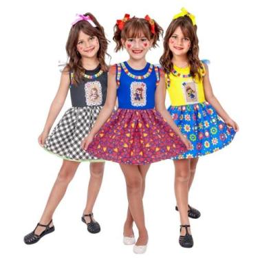 Imagem de Vestido Infantil de Festa Junina Xadrez Caipirinha São João Coleção Bo