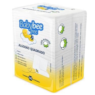 Imagem de Baby Bee Free Algodão Quadrado, 100% Algodão, Hipoalergênico, Sem Fragrâncias, 50 Unidades