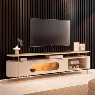 Imagem de Rack Bancada Ária com Led e Prateleira Vidro TV Até 85 Polegadas Off W