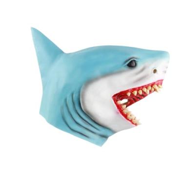 Imagem de Vaveren Máscara de tubarão de látex decorativa engraçada cosplay dramatização fantasia fantasia máscara de cabeça de animal