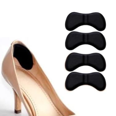 Imagem de 2 Pares de Protetor de Calcanhar Almofadado, Conforto Diário e Proteção contra Bolhas, Protetor Autoadesivo (Preto)