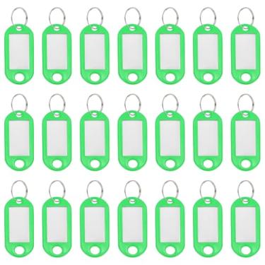 Imagem de YELARXI Etiquetas de chave de plástico com etiqueta de anel dividido identificadores de janela identificadores de chaveiro, 4,7 x 2 mm adequado para bagagem de nome (50 peças, verde claro)