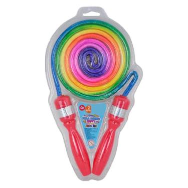 Imagem de Corda de Pular Infantil Arco-íris Premium, 2 Metros, Alças Coloridas, Brilhante, Cor Sortida
