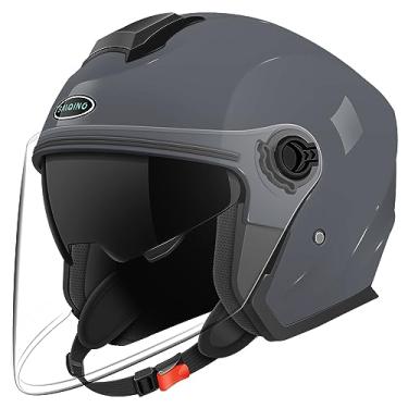 Imagem de SanQing Capacete De Motocicleta Aberto, Aprovado Pela Dot, 3/4, Meio Para Motocicleta, Scooter, Motociclista, Adulto, Homens E Mulheres (Cinza, Médio)