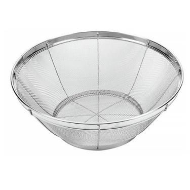 Imagem de Escorredor de malha fina para cozinha, coador de aço inoxidável de 4 litros para macarrão, arroz, frutas, cestas de rede de metal com base de descanso - coe, escorra, enxágue