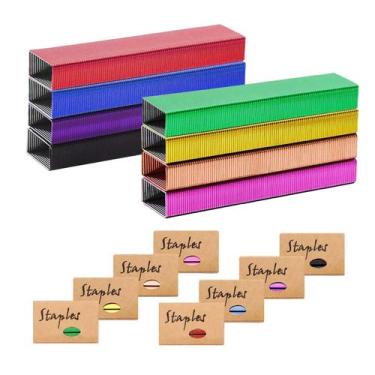 Imagem de Grampos coloridos NatsumeBasics 8000 26/6 para grampeador de mesa