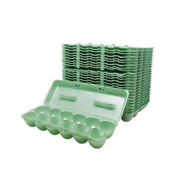 Imagem de Embalagem com 25 caixas de ovos de espuma, verde, feitas nos EUA, reutilizáveis com 12 ovos de galinha