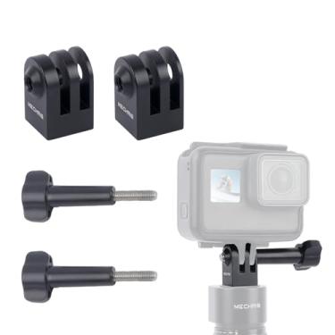 Imagem de Mechrig Adaptador de montagem de tripé de liga de alumínio para GoPro Hero 13/12/11/10/9/8/7, mini 1/4-20 monopé de metal para AKASO Campark e outras câmeras de ação