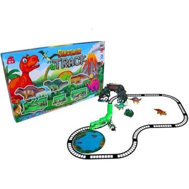 Imagem de Pista de Trem com Dinossauros, Conjunto de Brinquedo com Trilhos e Figuras de Dinossauros, Brinquedo Educativo para Crianças