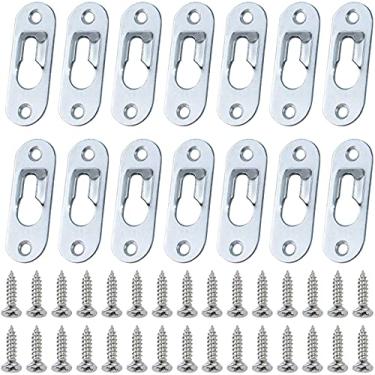 Imagem de AUEAR, Gancho de fechadura de metal, moldura de espelho, fixadores de pendurar para armário, parede alinhada com parafusos de montagem (40 peças, prata)