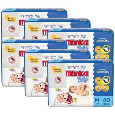 Imagem de Fralda Turma da Mônica Baby Economica 6 Pacotes Tamanho M Com 40 Unida