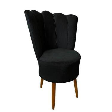 Imagem de Cadeira Poltrona Decorativa Pétala Veludo Luxo Premium Pés Retrô Palit