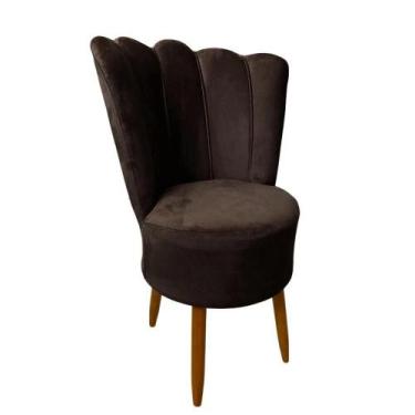Imagem de Cadeira Poltrona Decorativa Pétala Veludo Luxo Premium Pés Retrô Palit