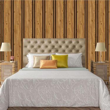 Imagem de Papel De Parede Adesivo Ripado Madeira Lavável Cozinha 1,5 Metros