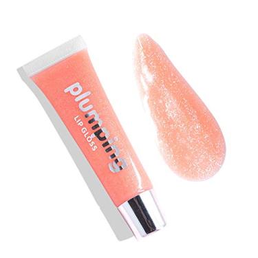 Imagem de MAEPEOR Brilho labial brilhante brilhante e volumoso com brilho labial labial brilhante brilhante brilhante batom líquido natural para mulheres e meninas (glitter brilhante, 02#Peachy Pink)
