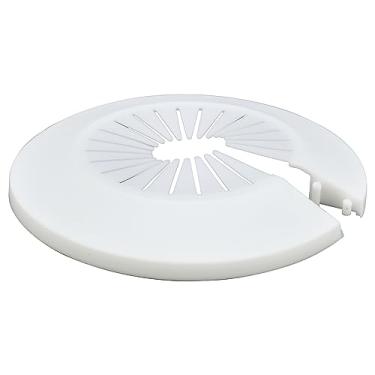Imagem de INDPROD Decoração de cobertura de tubo, ajuste 1,5 cm a 4 cm de diâmetro externo tubo de água de flange, radiador de cobertura de tubo, escudo de tubo de água de plástico PP, coleiras de tubos de flange de parede cobertura decorativa branca 2 peças